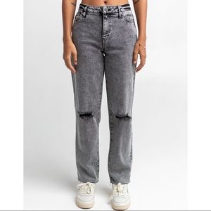 (NWOT) RSQ • Womens High-Rise, Straight-Leg, Acid-Wash Jeans